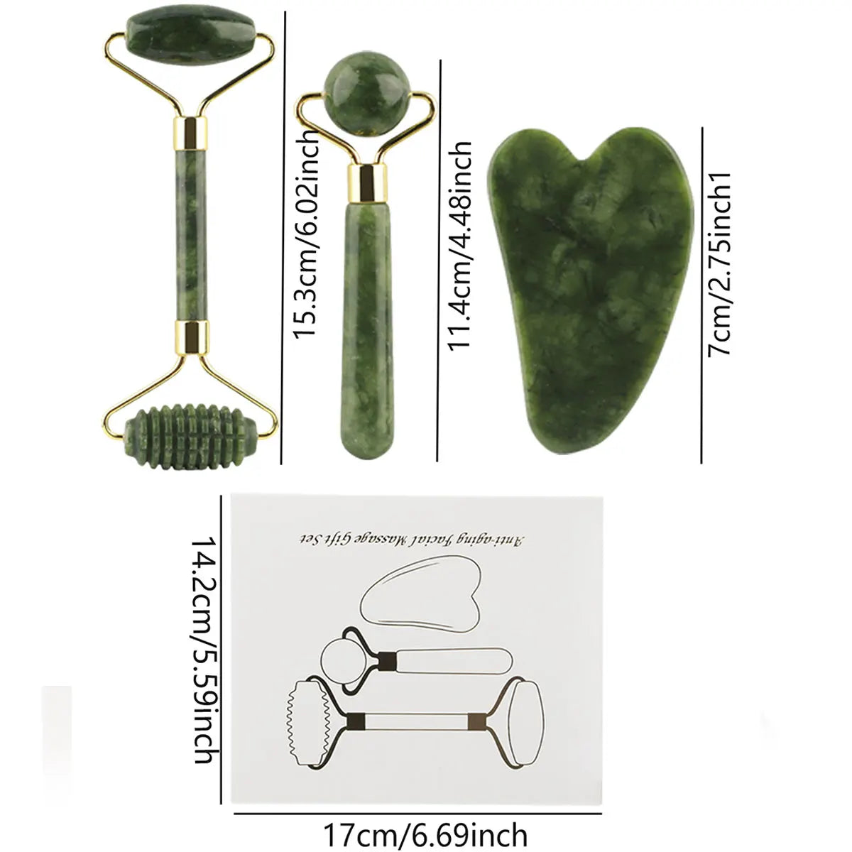 Lumièra 3-in-1 Jade Gua Sha & Facial Roller Set
